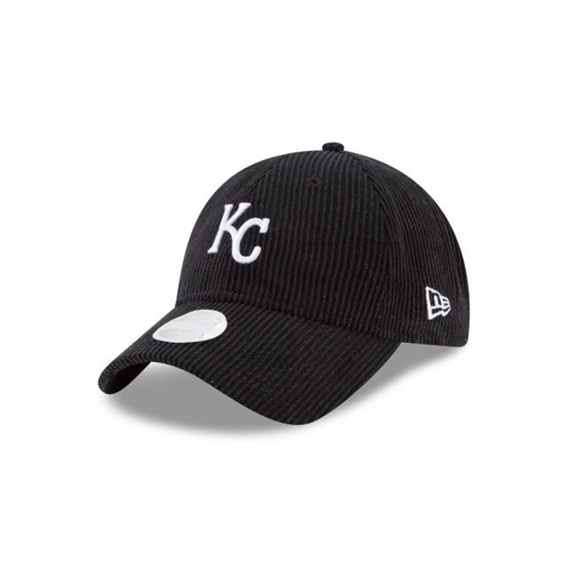 MLB Kansas City Royals Womens Corduroy 9Twenty Adjustable (TJY3907) - Black New Era Caps